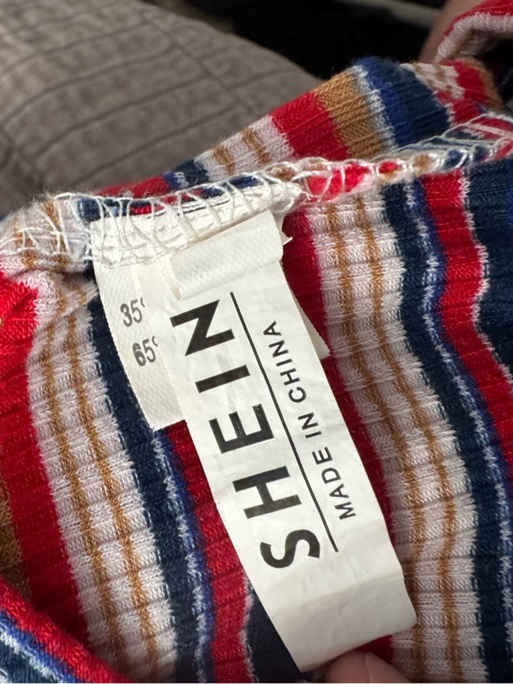 SHEIN Striped Ribbed Midi Dress Small Red Blue White Tie Back Spaghetti Strap - Picture 5 of 6